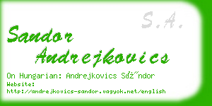 sandor andrejkovics business card